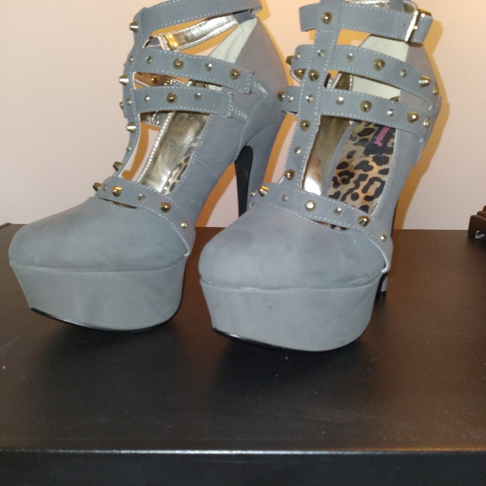 Gray Studded Pumps - image 2